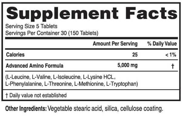 Advanced Amino Formula supplement facts