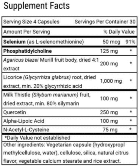 Advanced Liver Support Ingredients Supplement Facts