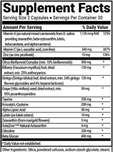 Advanced Vision Formula Ingredients Supplement Facts