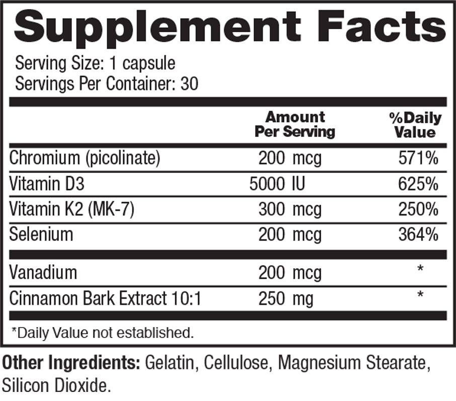 CinnaChroma - supplement facts