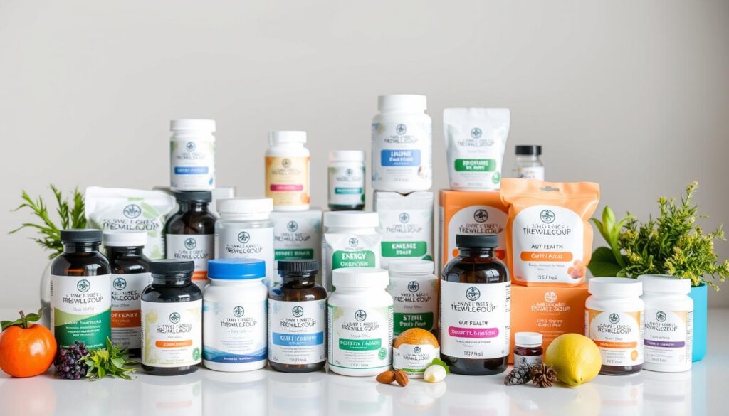 Collection of high-quality health supplements from The Wellness Group Redmond displayed on a table Collection of high-quality health supplements from The Wellness Group Redmond displayed on a table