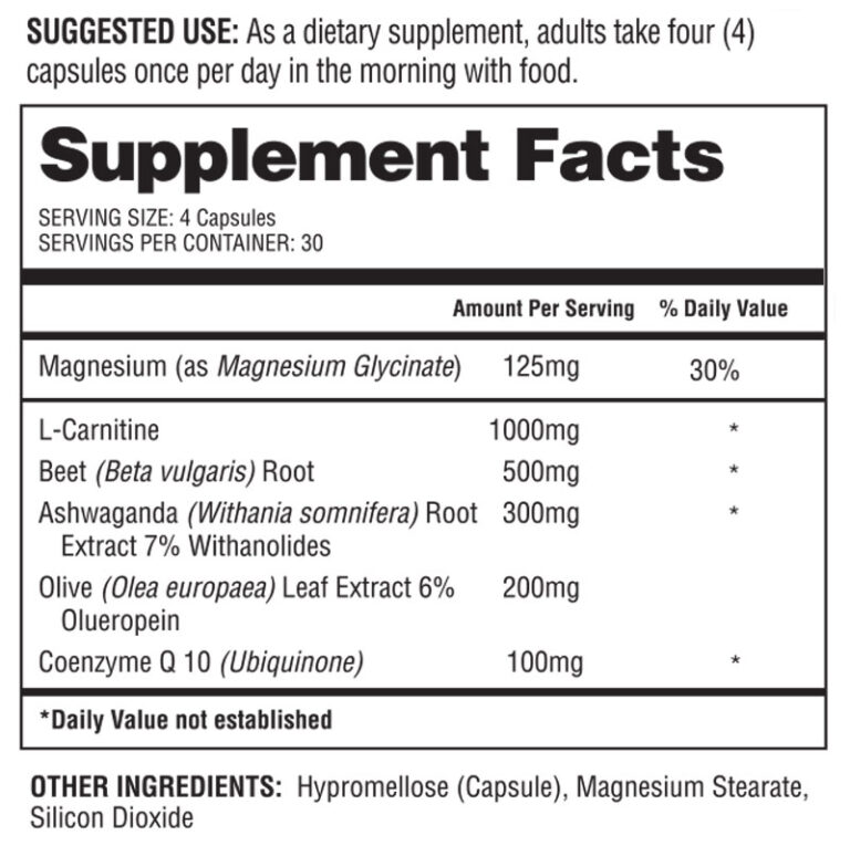 Healthy Heart Support Plus suplement facts