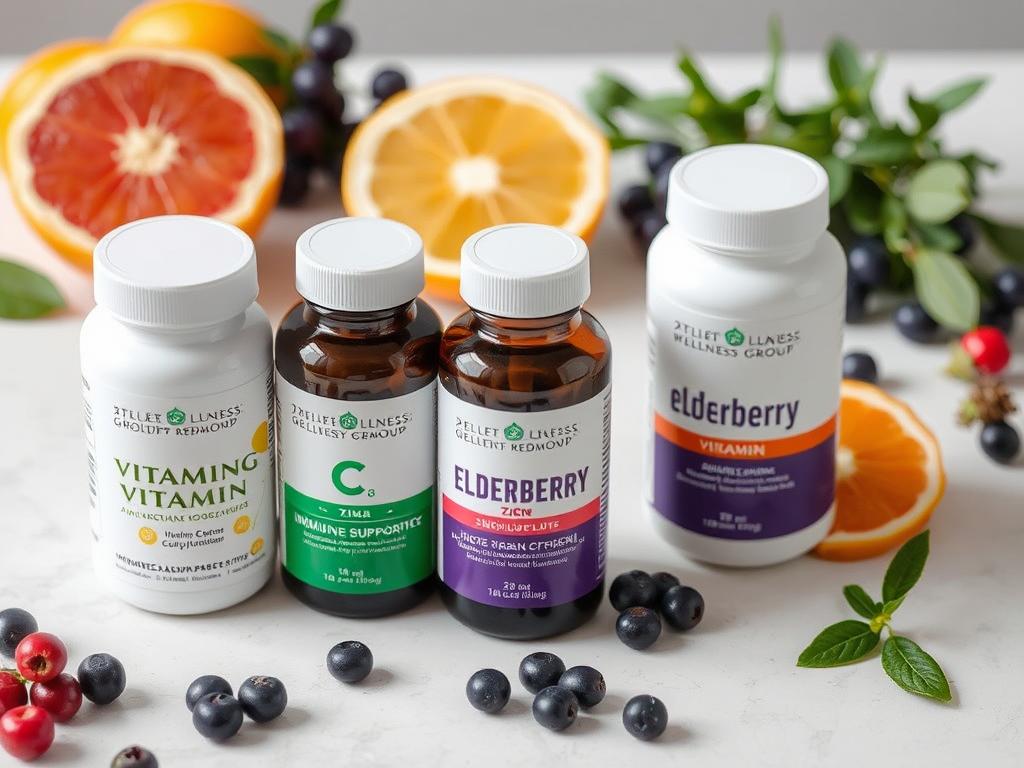 High-quality health supplements for immune support with vitamin C, zinc, and elderberry High-quality health supplements for immune support with vitamin C, zinc, and elderberry