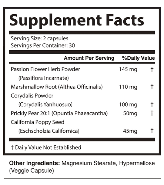 NerveCalm Supplement Fact