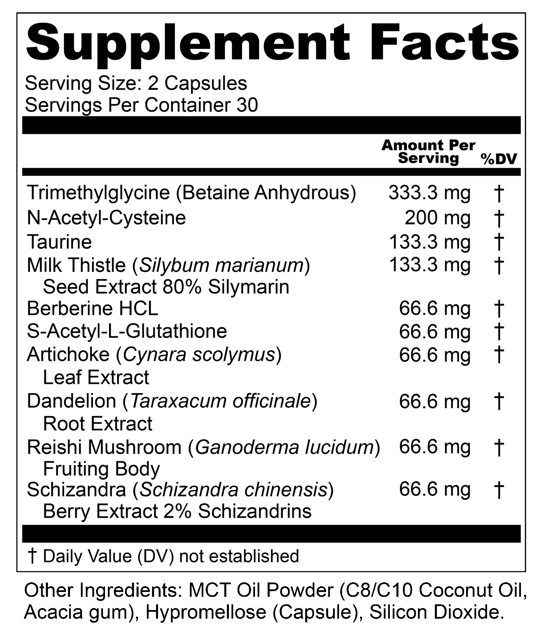 Upwellness Ultra Liver -supplemnt facts